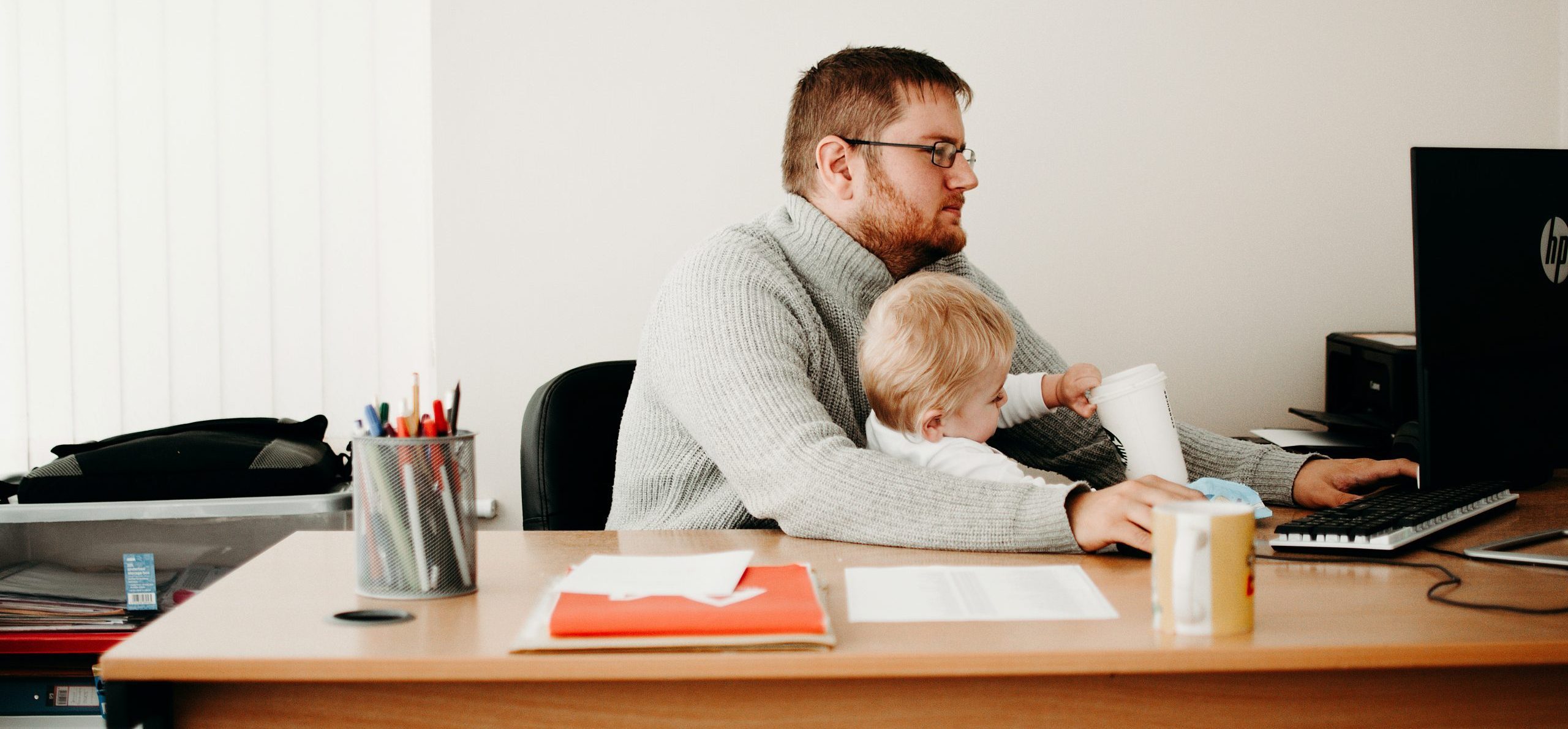 working father with baby